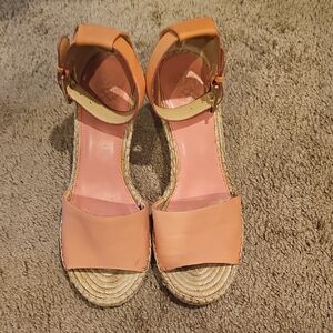 Vince Camuto Peach Ankle-Strap Espadrille Wedges